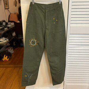 Vintage Straight Leg Embroidered Military Pants